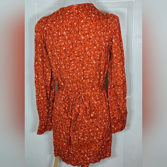 Reformation Carinna Balsam Rust Floral Long Sleeve Dress - Picture 9 of 12